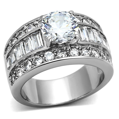 4.85ct CZ Wide Wedding Ring in Stainless Steel