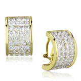 Women's Clear Crystal Huggie Hoop Earrings Yellow Gold Plated Stainless Steel