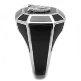 Men Mason Lodge Masonic Ring in Stainless Steel with Black Accents