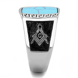 Men's Turquoise Mason Masonic Ring in Stainless Steel