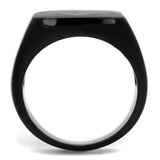Men's Masonic Lodge Free Mason Ring in Black Plated Stainless Steel