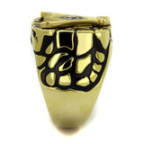 Men's Mason Cobblestone Design Masonic Freemason Ring Stainless Steel with Yellow Gold Plating