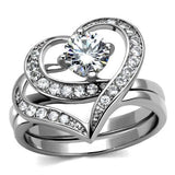 Women's Heart Shaped Wedding Engagement Ring Stainless Steel