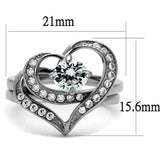 Women's Heart Shaped Wedding Engagement Ring Stainless Steel