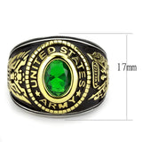 Women's United States US Army Ring Military Rings Emerald Green Synthetic Stone Stainless Steel