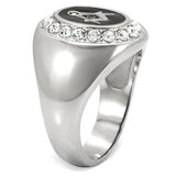 Mens Halo Masonic Lodge Mason's Ring in Stainless Steel with Crystal Accent Stones