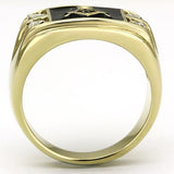 Men's Masonic Lodge Free Mason Ring in Yellow Gold Plated Stainless Steel