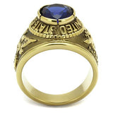 Men's Blue Stone Yellow Gold Stainless Steel United States Air Force Class Style Ring
