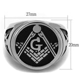Men's Masonic Lodge Free Mason Ring in Black Stainless Steel