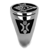 Men's Masonic Lodge Free Mason Ring in Black Stainless Steel