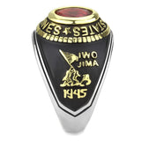 United States US Marines Ring Military Rings Red Synthetic Stone Black Stainless Steel