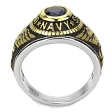 Men's Women's United States US Navy Ring Military Ring Blue Stone Stainless Steel