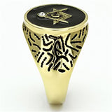 Men's Masonic Lodge Free Mason Ring in Yellow Gold Plated Stainless Steel