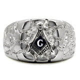 Men's Mason Cobblestone design Masonic Freemason Ring Stainless Steel