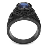 Men's United States Air Force Military Ring in Black Stainless SteeL with Blue Stone