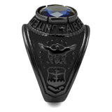 Men's United States Air Force Military Ring in Black Stainless SteeL with Blue Stone