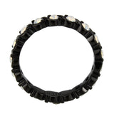 Women's Black Plated Stainless Steel Eternity Band with White Crystal Stones.