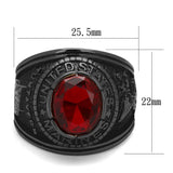 Men's United States Marines Military Ring in Black Stainless Steel and Red Stone