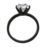 Women's 2 Ct Round Cut CZ Black Plated Stainless Steel Solitaire Ring