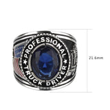 Men's Stainless Steel Proud Trucker Class Ring with American Flag Design