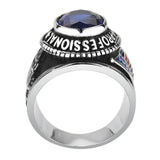 Men's Stainless Steel Proud Trucker Class Ring with American Flag Design