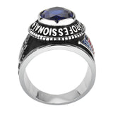 Men's Stainless Steel Proud Trucker Class Style Ring with American Flag Accents