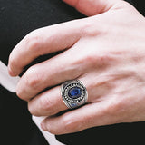 Men's Stainless Steel Proud Trucker Class Ring with American Flag Design