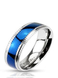 His Hers Blue & Clear Cz Wedding Ring Set Sterling Silver and Stainless Steel