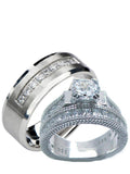 His Hers Wedding Ring Sets Cz  Matching Wedding Ring Set - Edwin Earls Jewelry