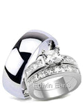 His and Hers Wedding  Ring Set Stainless Steel Wedding Rings - Edwin Earls Jewelry