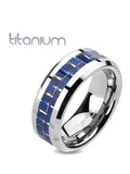 Men's Blue Fiber Titanium Wedding Engagement Ring - Edwin Earls Jewelry
