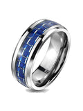 Men's Blue Fiber Titanium Wedding Engagement Ring - Edwin Earls Jewelry