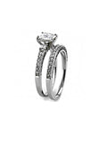 Women's Princess Cut CZ  3 Stone Wedding Ring Set Stainless Steel - Edwin Earls Jewelry