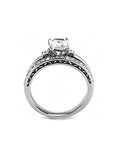 Women's Princess Cut CZ  3 Stone Wedding Ring Set Stainless Steel - Edwin Earls Jewelry