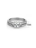 Women's Princess Cut CZ  3 Stone Wedding Ring Set Stainless Steel - Edwin Earls Jewelry