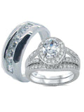 His and Hers Wedding Rings Solid 925 Sterling Silver Cz Wedding Ring Set - Edwin Earls Jewelry