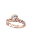 His Her Wedding Ring Set 3 Piece Engagement Rings Rose Gold Halo Cz Wedding Ring Set - Edwin Earls Jewelry