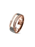 Men's Diamond Cz Rose Gold Stainless Steel Wedding Band - Edwin Earls Jewelry