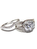 His Her 3.25ct Round Cut Wedding Ring Set Men's Titanium Cz Wedding Band - Edwin Earls Jewelry
