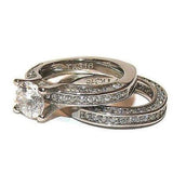 Women's Stainless Steel Round Cut Wedding Ring Set - Edwin Earls Jewelry