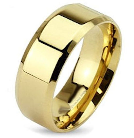 Men's Yellow Gold Ion Plated Stainless Steel Wedding Ring Band - Edwin Earls Jewelry