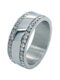 His and Hers Wedding Rings Princess Cut Cz Set Stainless Steel Eternity Band - Edwin Earls Jewelry