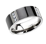 Men's Black Titanium Cz Wedding Band Wedding Ring