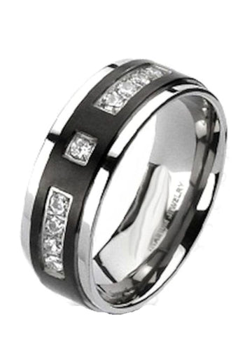Men Women Couples Black Titanium Cz Wedding Rings - Edwin Earls Jewelry