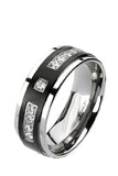 His Hers 4 Piece Black Stainless Steel & Titanium Matching Wedding Band Ring Set - Edwin Earls Jewelry