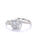 Women's 2.50ct Halo Style Princess Cut Cubic Zirconia Sterling Silver Wedding Ring Set - Edwin Earls Jewelry