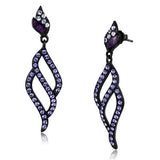 Women's Tanzanite & Clear Crystal Dangle Earrings Black IP Stainless Steel - Edwin Earls Jewelry