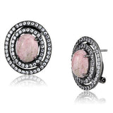 Women's Pink Coral Light Black Plated Stud Earrings Stainless Steel - Edwin Earls Jewelry