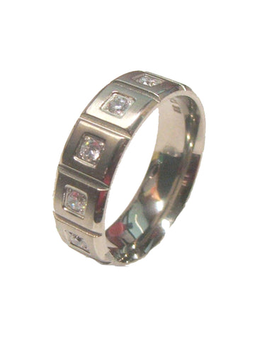 Men's Titanium Cubic Zirconia Eternity Wedding Engagement Ring Band - Edwin Earls Jewelry