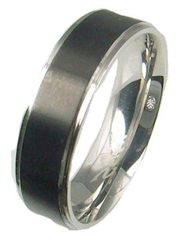 Men's  Black & Stainless Steel Wedding Band - Edwin Earls Jewelry